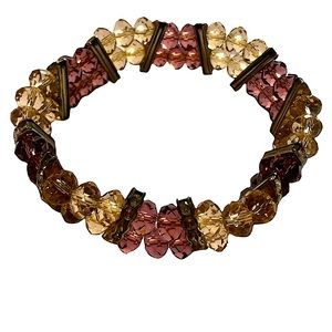 Purple & Gold Costume Jewelry Sparkly Stretch Bracelet